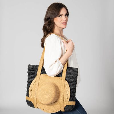 Day Trip - Woven Tote with hat Holder Straps-HANDBAG-San Diego Hat Company