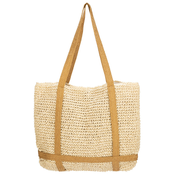 Bay Sky Day Trip - Woven Tote with Hat Holder Straps Black
