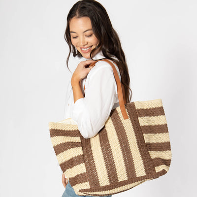 Alma - Oversized Tote with Striped Pattern-TOTE-San Diego Hat Company