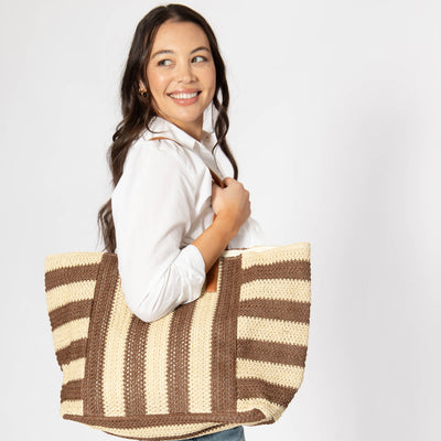 Alma - Oversized Tote with Striped Pattern-TOTE-San Diego Hat Company