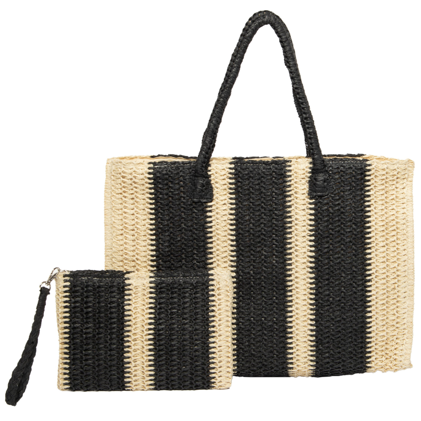 Mercado - Striped Crochet Tote with Matching Pouch-TOTE-San Diego Hat Company