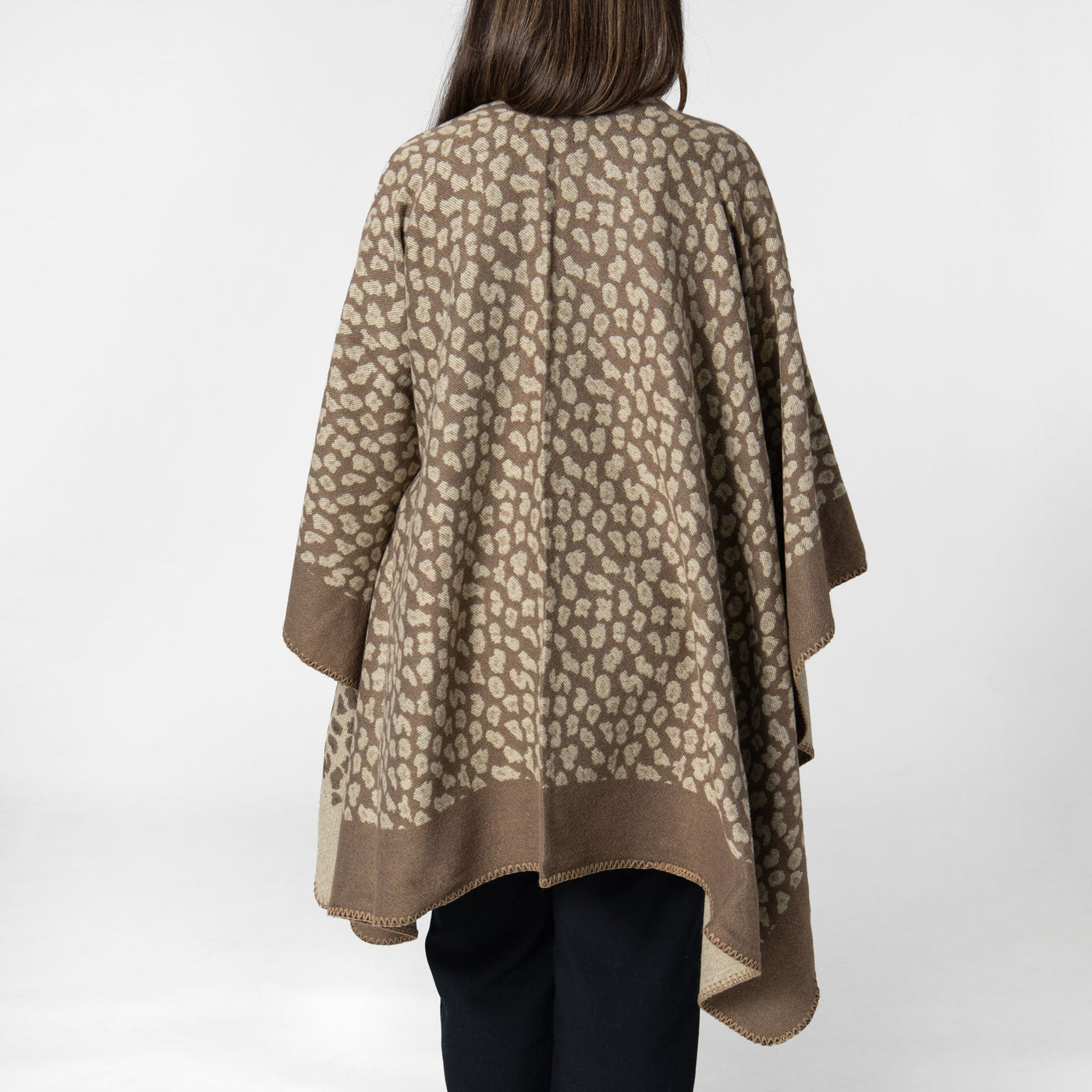 Marybeth - Womens Jacquard Leopard Open Front Poncho – San Diego Hat ...