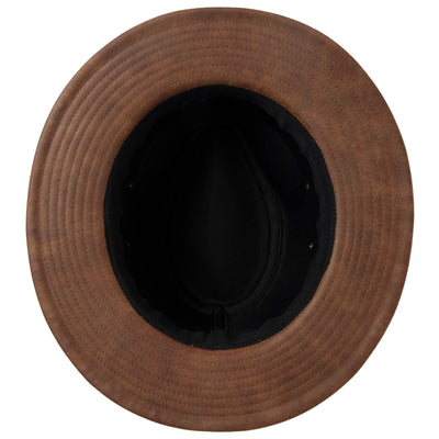 Men's Faux Felt Fedora with Matching Faux Leather Band-FEDORA-San Diego Hat Company