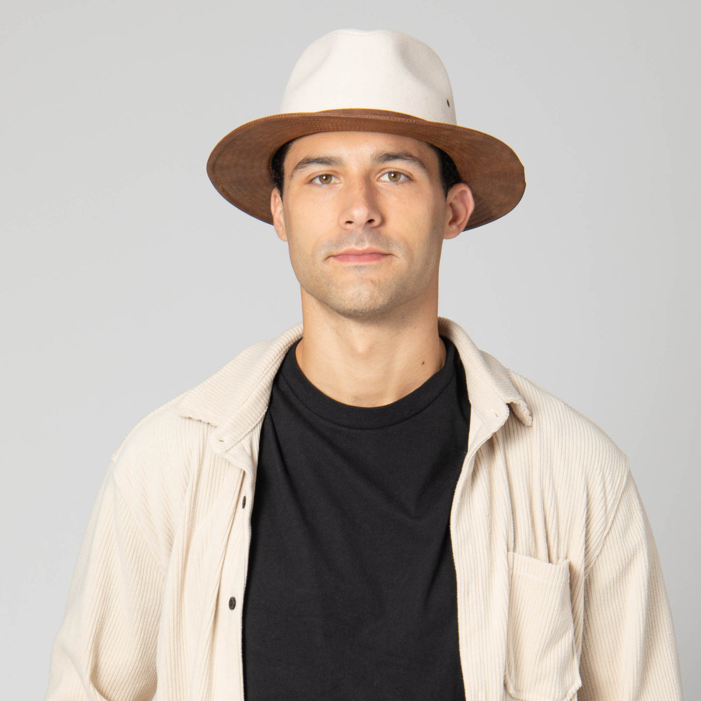 Men's Faux Felt Fedora with Matching Faux Leather Band-FEDORA-San Diego Hat Company