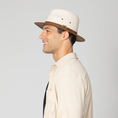 Men's Faux Felt Fedora with Matching Faux Leather Band-FEDORA-San Diego Hat Company