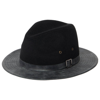 Men's Faux Felt Fedora with Matching Faux Leather Band-FEDORA-San Diego Hat Company