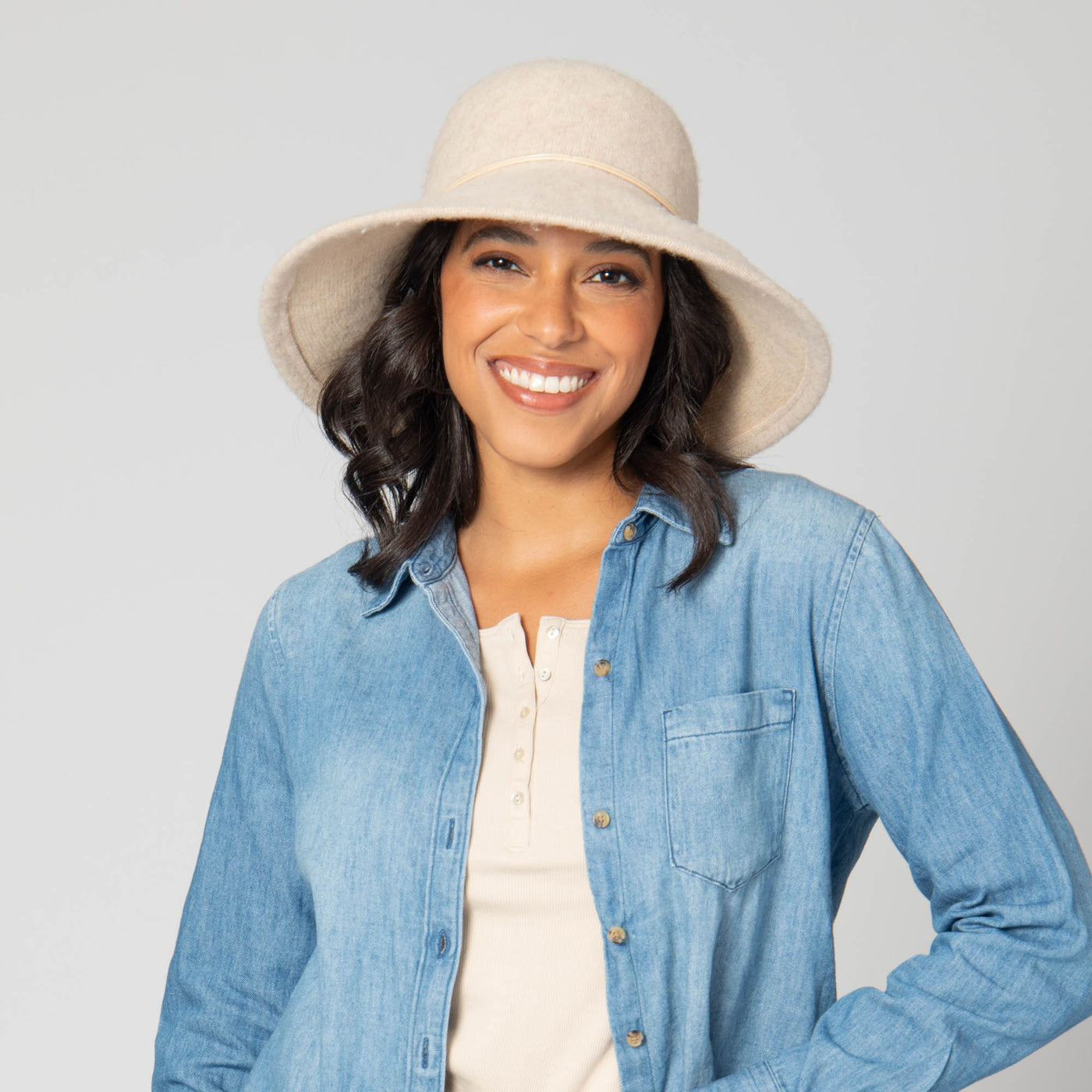 Park Lane - Wool Blend Floppy Hat with Leather Cording Trim-FLOPPY-San Diego Hat Company