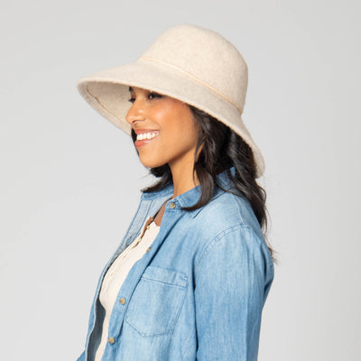 Park Lane - Wool Blend Floppy Hat with Leather Cording Trim-FLOPPY-San Diego Hat Company