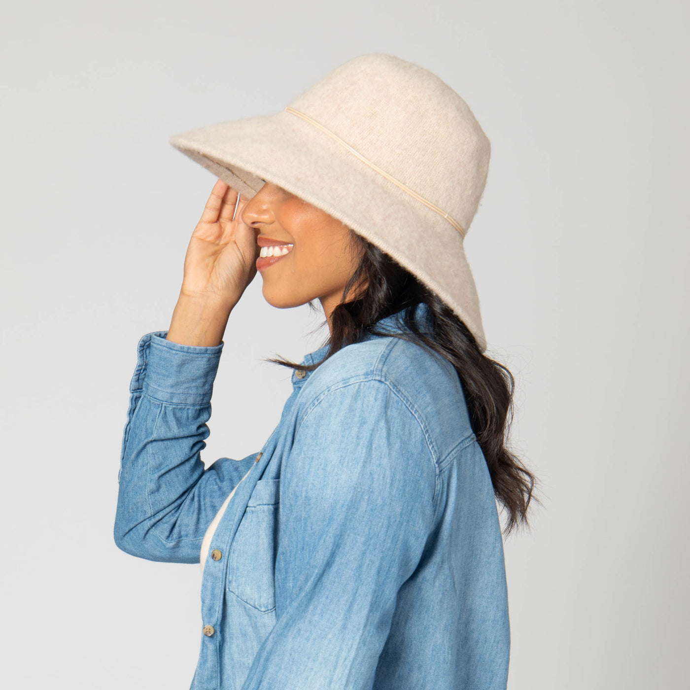 Park Lane - Wool Blend Floppy Hat with Leather Cording Trim-FLOPPY-San Diego Hat Company