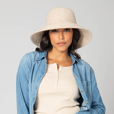 Park Lane - Wool Blend Floppy Hat with Leather Cording Trim-FLOPPY-San Diego Hat Company