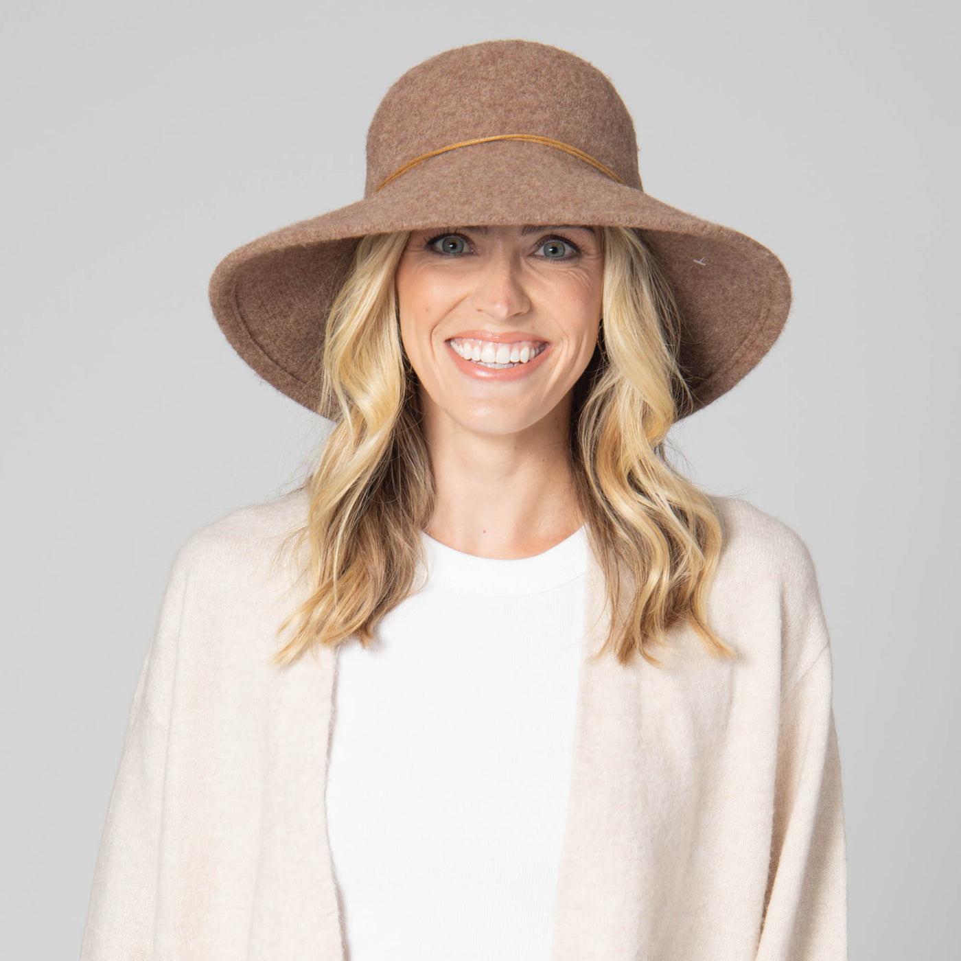 Park Lane - Wool Blend Floppy Hat with Leather Cording Trim-FLOPPY-San Diego Hat Company