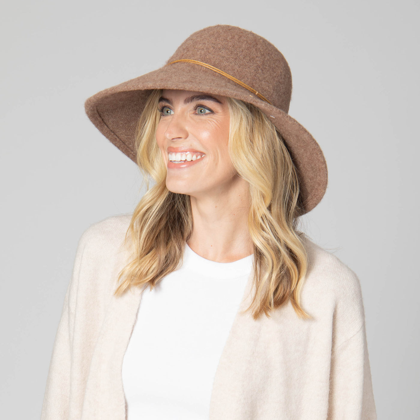 Park Lane - Wool Blend Floppy Hat with Leather Cording Trim-FLOPPY-San Diego Hat Company