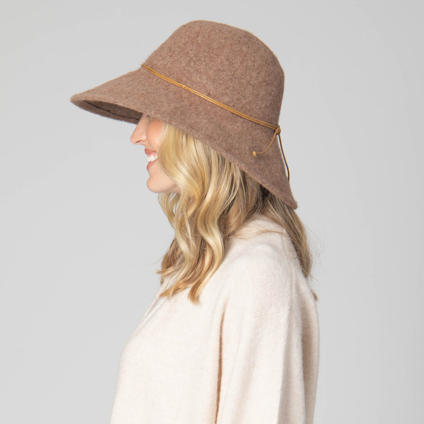 Park Lane - Wool Blend Floppy Hat with Leather Cording Trim-FLOPPY-San Diego Hat Company