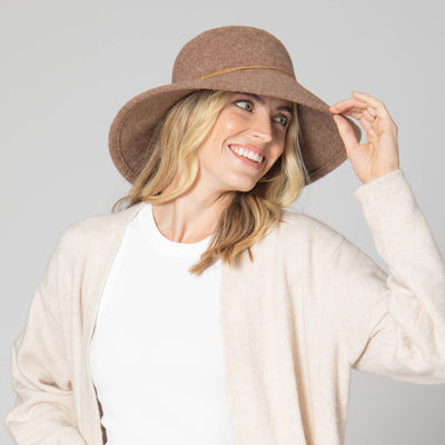 Park Lane - Wool Blend Floppy Hat with Leather Cording Trim-FLOPPY-San Diego Hat Company