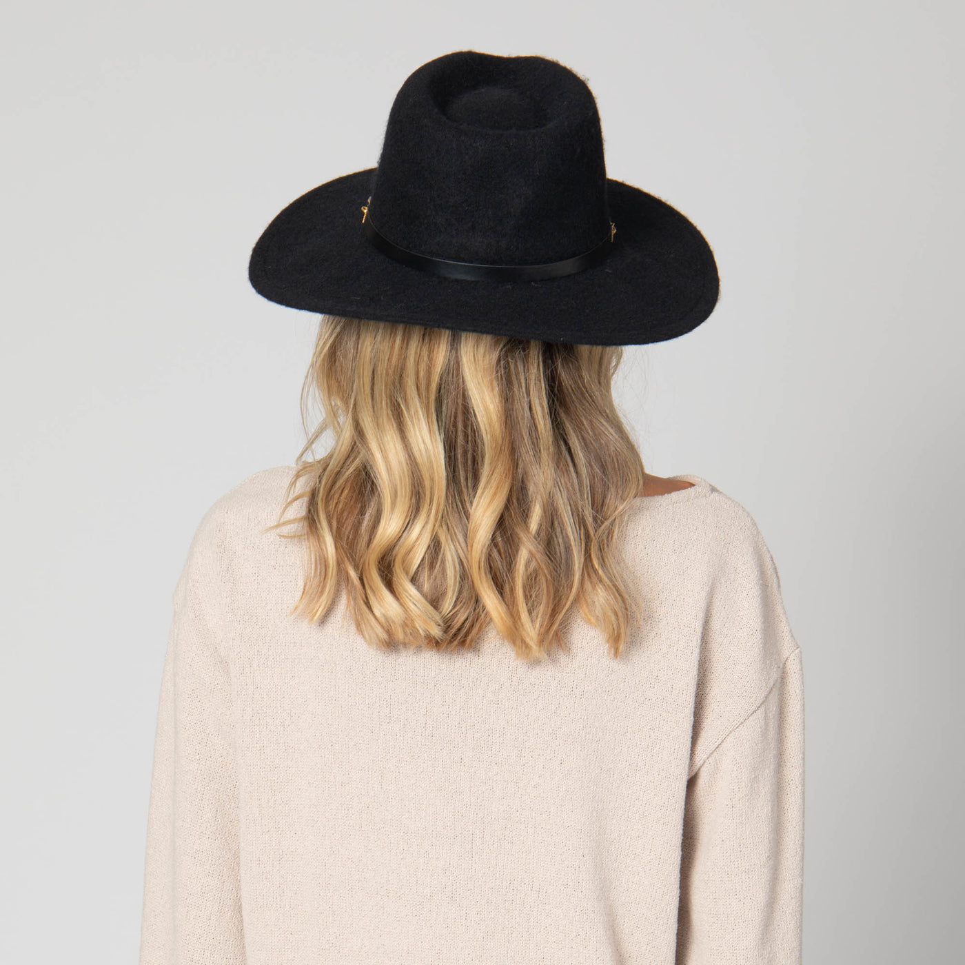 Jolene - Wool Blend Fedora with Gold Chain Trim-FEDORA-San Diego Hat Company