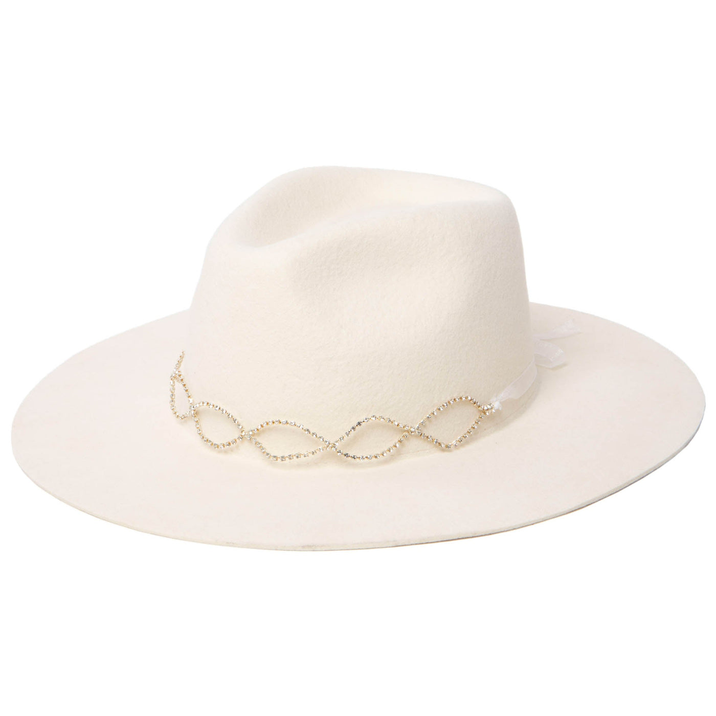 Amore - Women's Stiff Brim Fedora with Twisted Rhinestone Trim-FEDORA-San Diego Hat Company