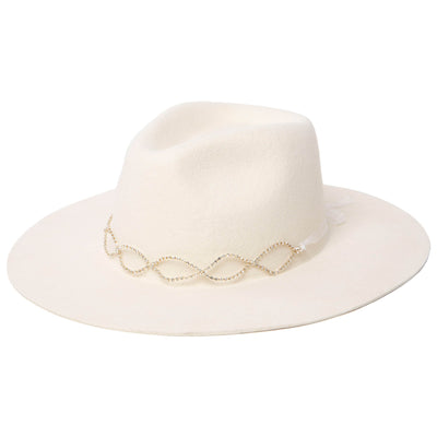 Amore - Women's Stiff Brim Fedora with Twisted Rhinestone Trim-FEDORA-San Diego Hat Company