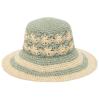 Women's Striped & Floral Crochet Bucket Hat-BUCKET-San Diego Hat Company