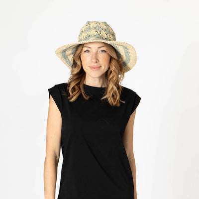 Women's Striped & Floral Crochet Bucket Hat-BUCKET-San Diego Hat Company