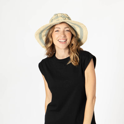 Women's Striped & Floral Crochet Bucket Hat-BUCKET-San Diego Hat Company