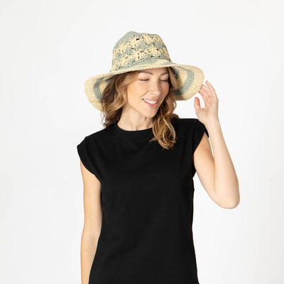 Women's Striped & Floral Crochet Bucket Hat-BUCKET-San Diego Hat Company