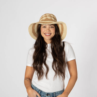 Women's Striped & Floral Crochet Bucket Hat-BUCKET-San Diego Hat Company