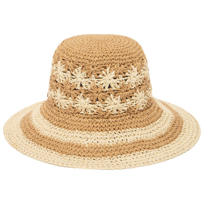 Women's Striped & Floral Crochet Bucket Hat-BUCKET-San Diego Hat Company