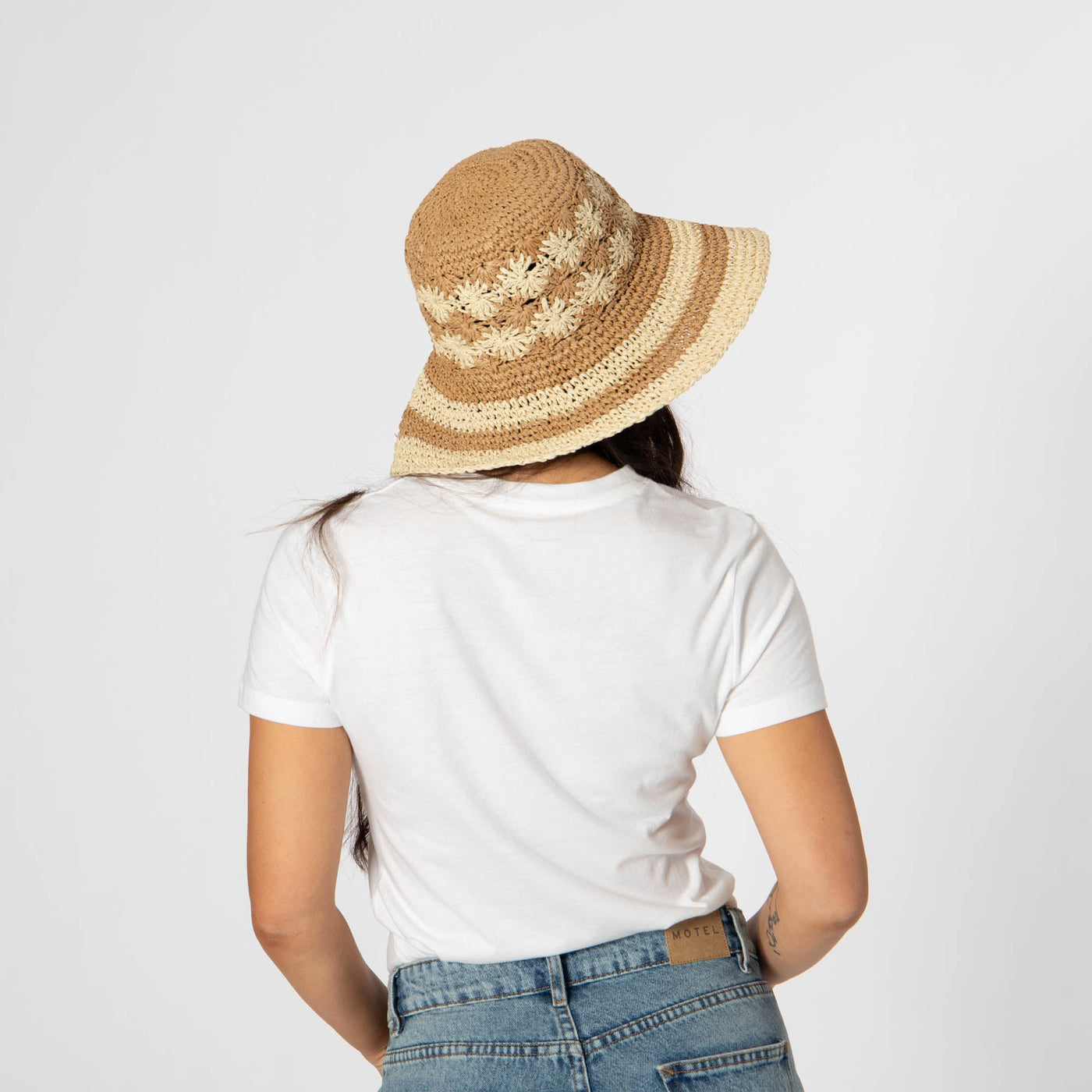 Women's Striped & Floral Crochet Bucket Hat-BUCKET-San Diego Hat Company