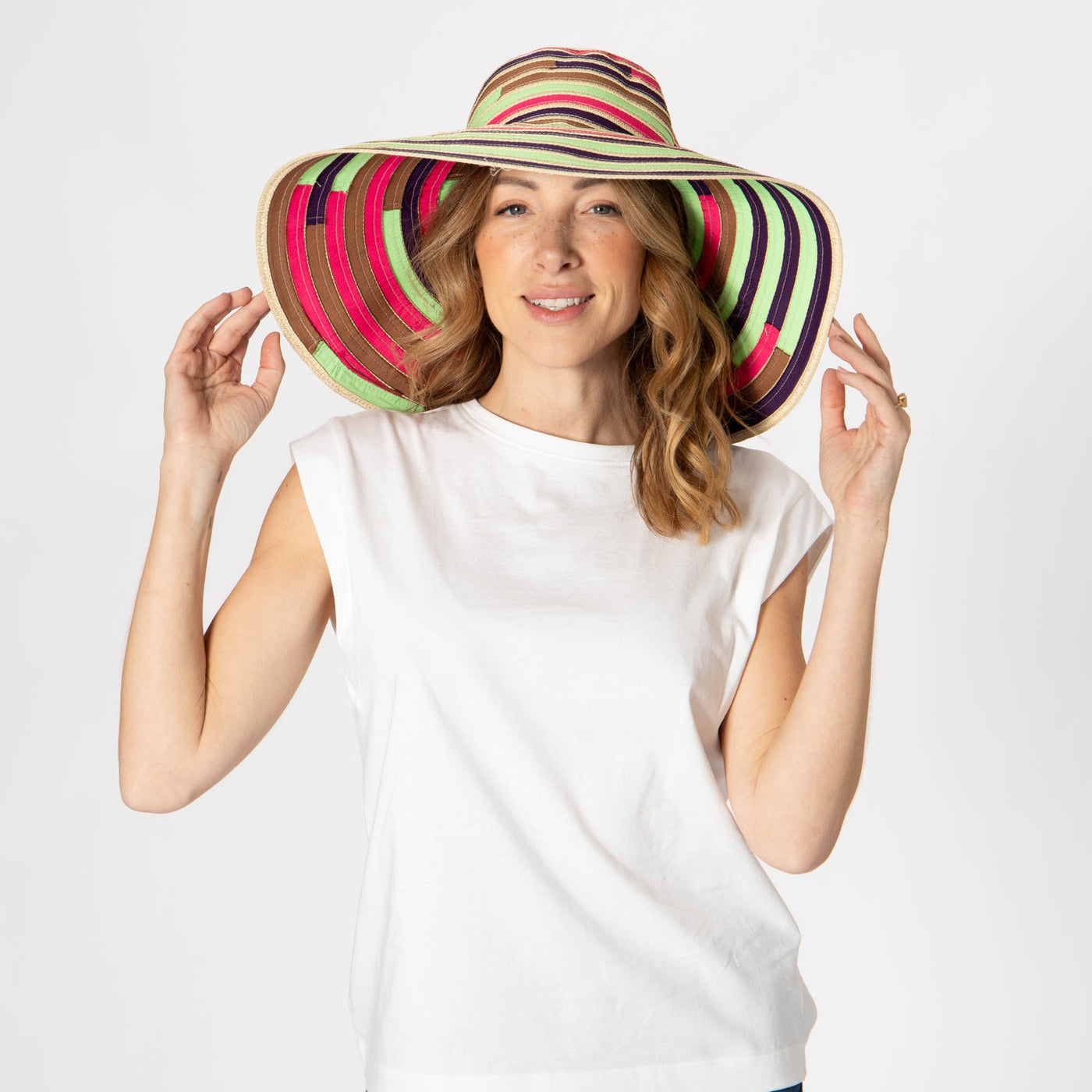 Women's Multi Colored Wide Brim Sun Hat-SUN BRIM-San Diego Hat Company