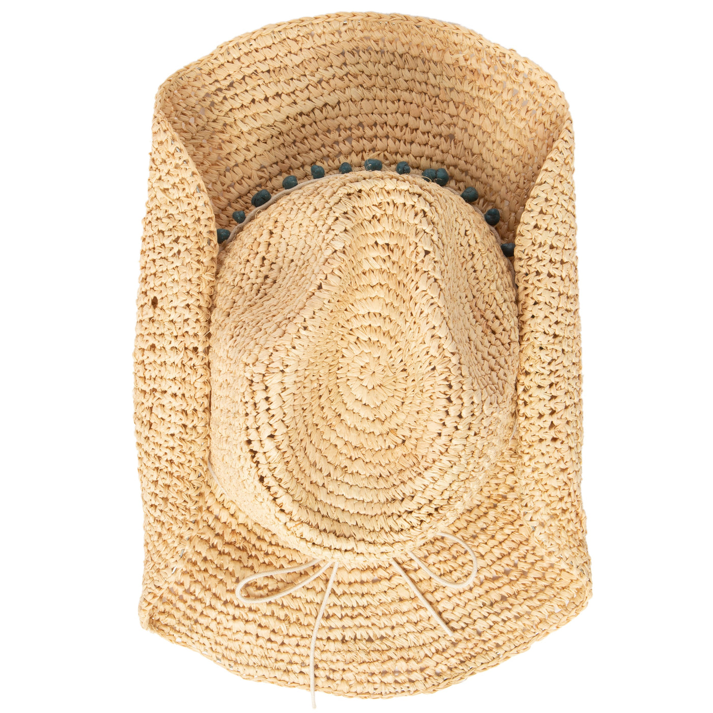 Women's Crocheted Raffia Cowboy Hat With Stone Trim – San Diego Hat Company