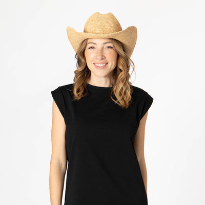 Ines - Women's Crochet Raffia Cowboy-COWBOY-San Diego Hat Company