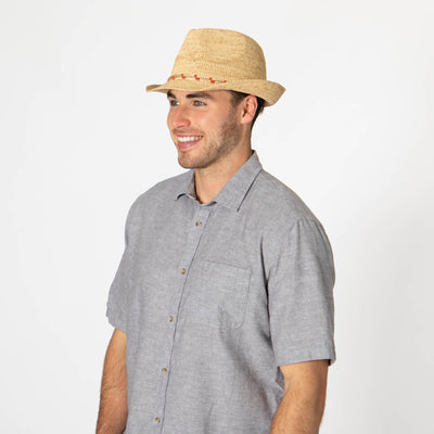 Men's Crochet Raffia Stingy Brim Fedora-FEDORA-San Diego Hat Company