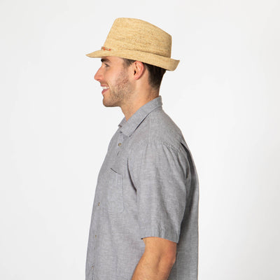 Men's Crochet Raffia Stingy Brim Fedora-FEDORA-San Diego Hat Company