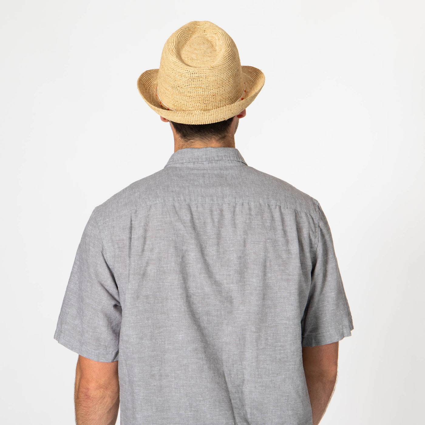 Men's Crochet Raffia Stingy Brim Fedora-FEDORA-San Diego Hat Company