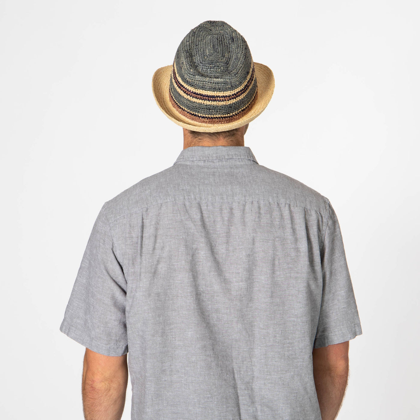 Men's Crochet Braided Raffia Stingy Brim Fedora-FEDORA-San Diego Hat Company