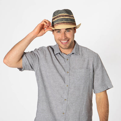 Men's Crochet Braided Raffia Stingy Brim Fedora-FEDORA-San Diego Hat Company