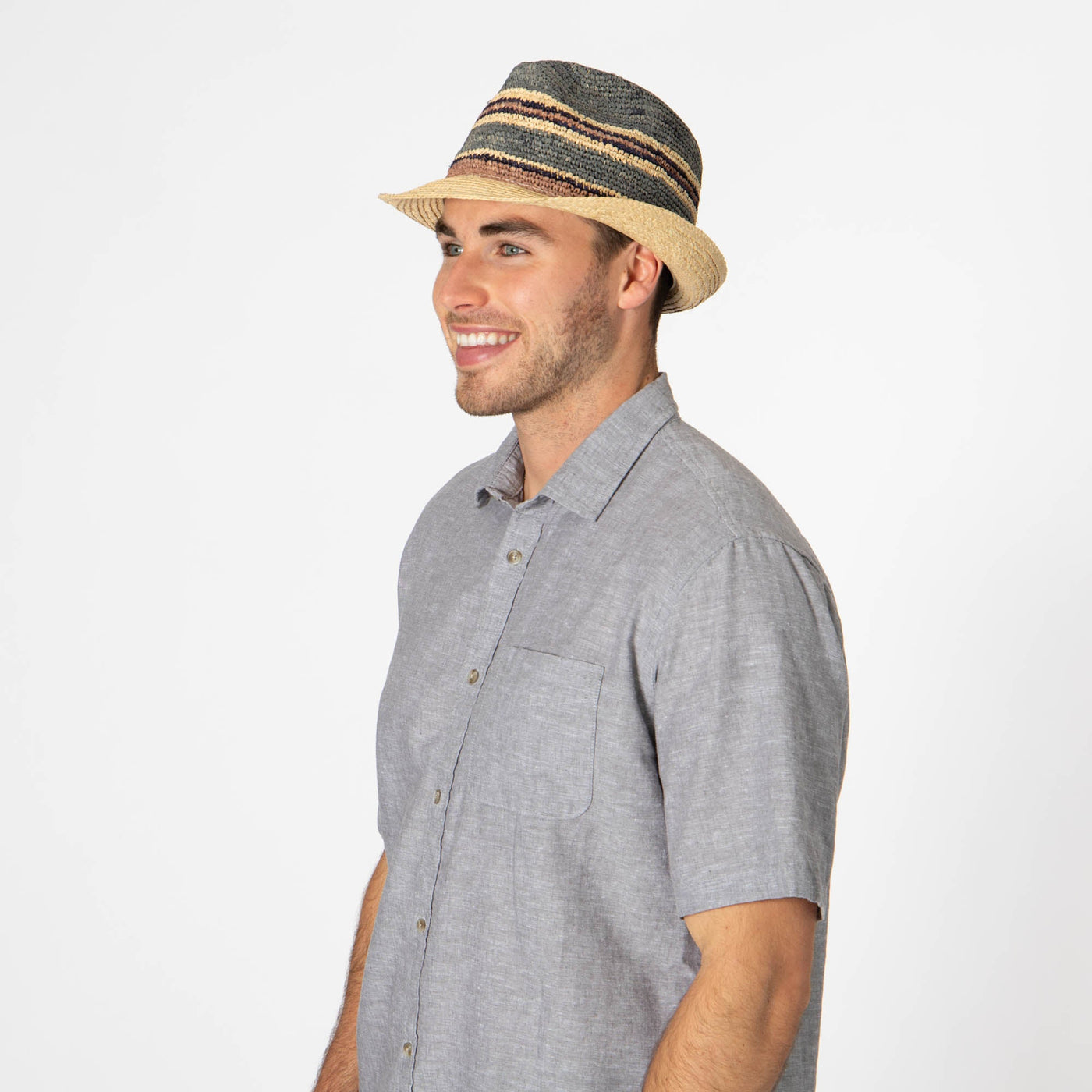 Men's Crochet Braided Raffia Stingy Brim Fedora-FEDORA-San Diego Hat Company