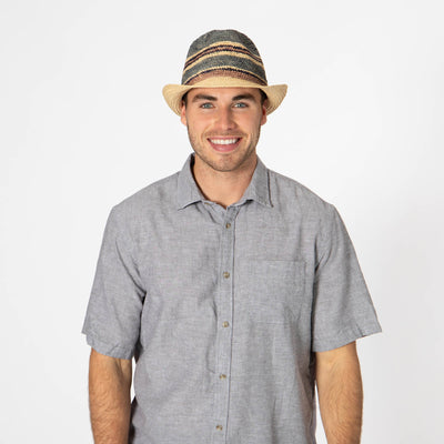 Men's Crochet Braided Raffia Stingy Brim Fedora-FEDORA-San Diego Hat Company