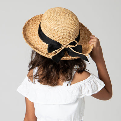 Kids' Raffia Hat With Ribbon (RHL9)-FEDORA-San Diego Hat Company