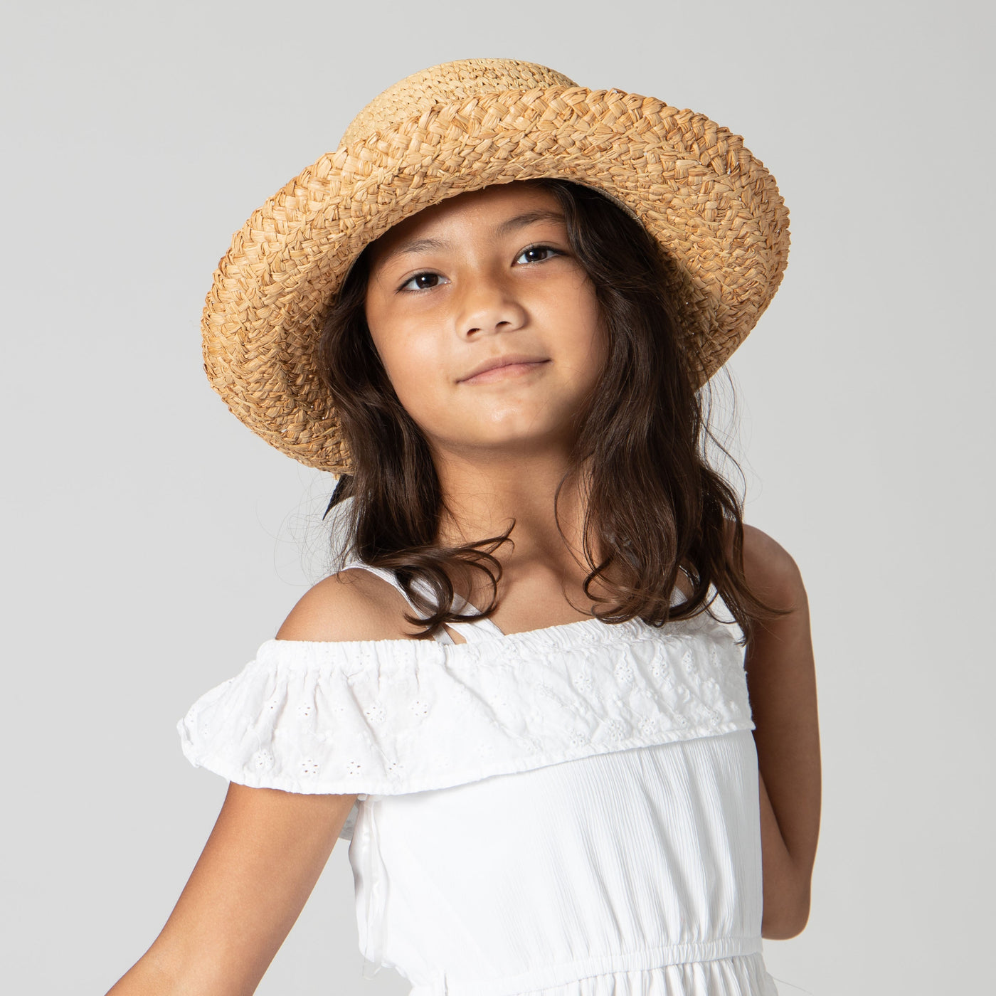 Kids' Raffia Hat With Ribbon (RHL9)-FEDORA-San Diego Hat Company