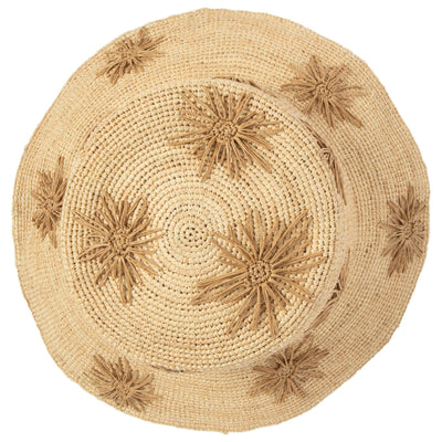 Sol - Crochet Raffia Bucket with Embroidered Flowers-BUCKET-San Diego Hat Company