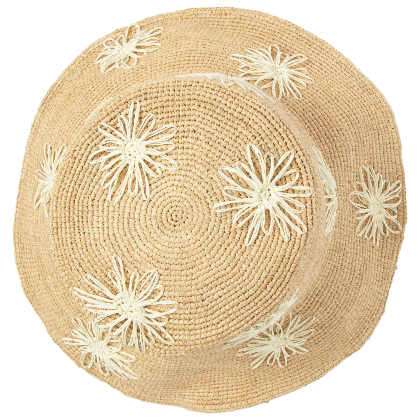 Sol - Crochet Raffia Bucket with Embroidered Flowers-BUCKET-San Diego Hat Company