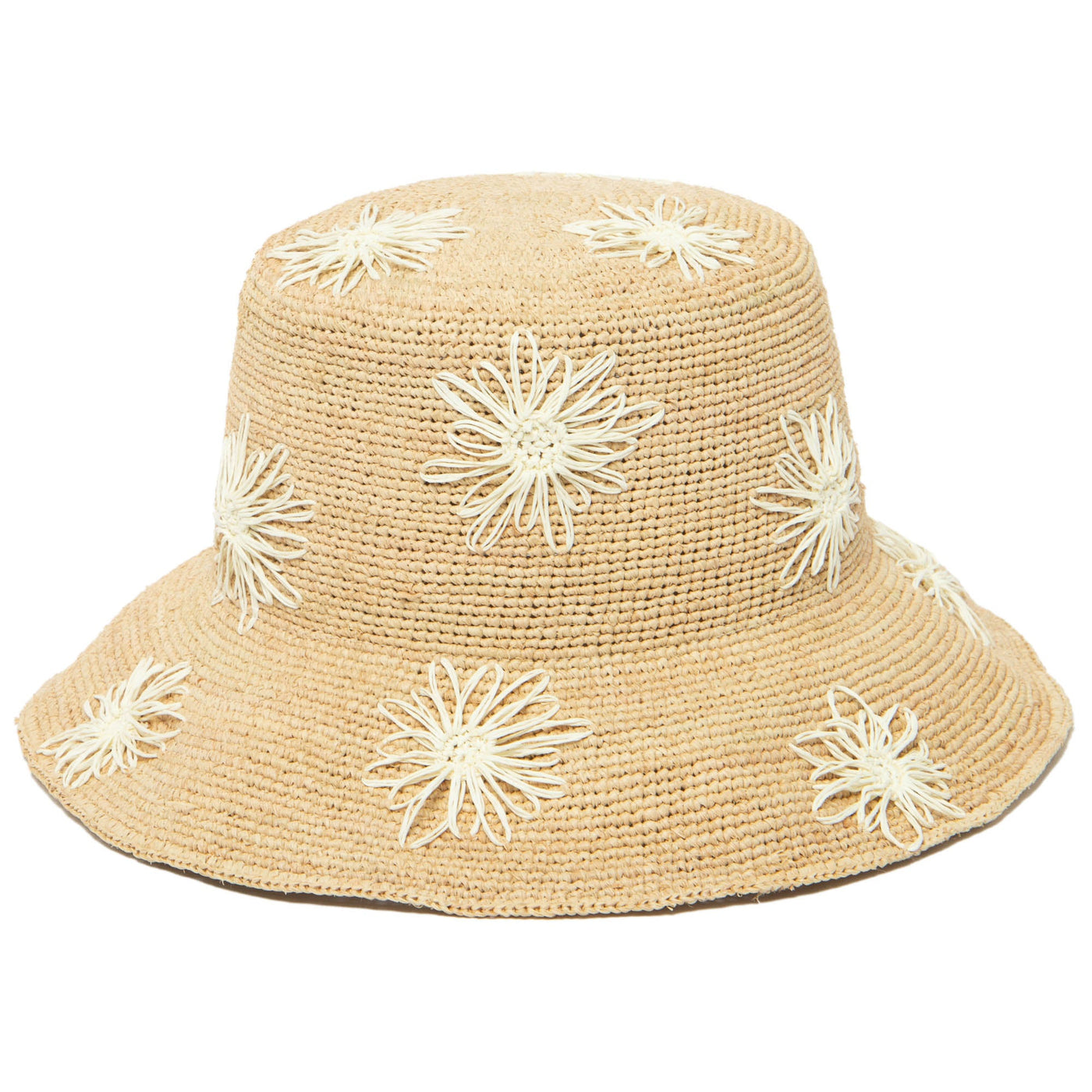 Sol - Crochet Raffia Bucket with Embroidered Flowers-BUCKET-San Diego Hat Company