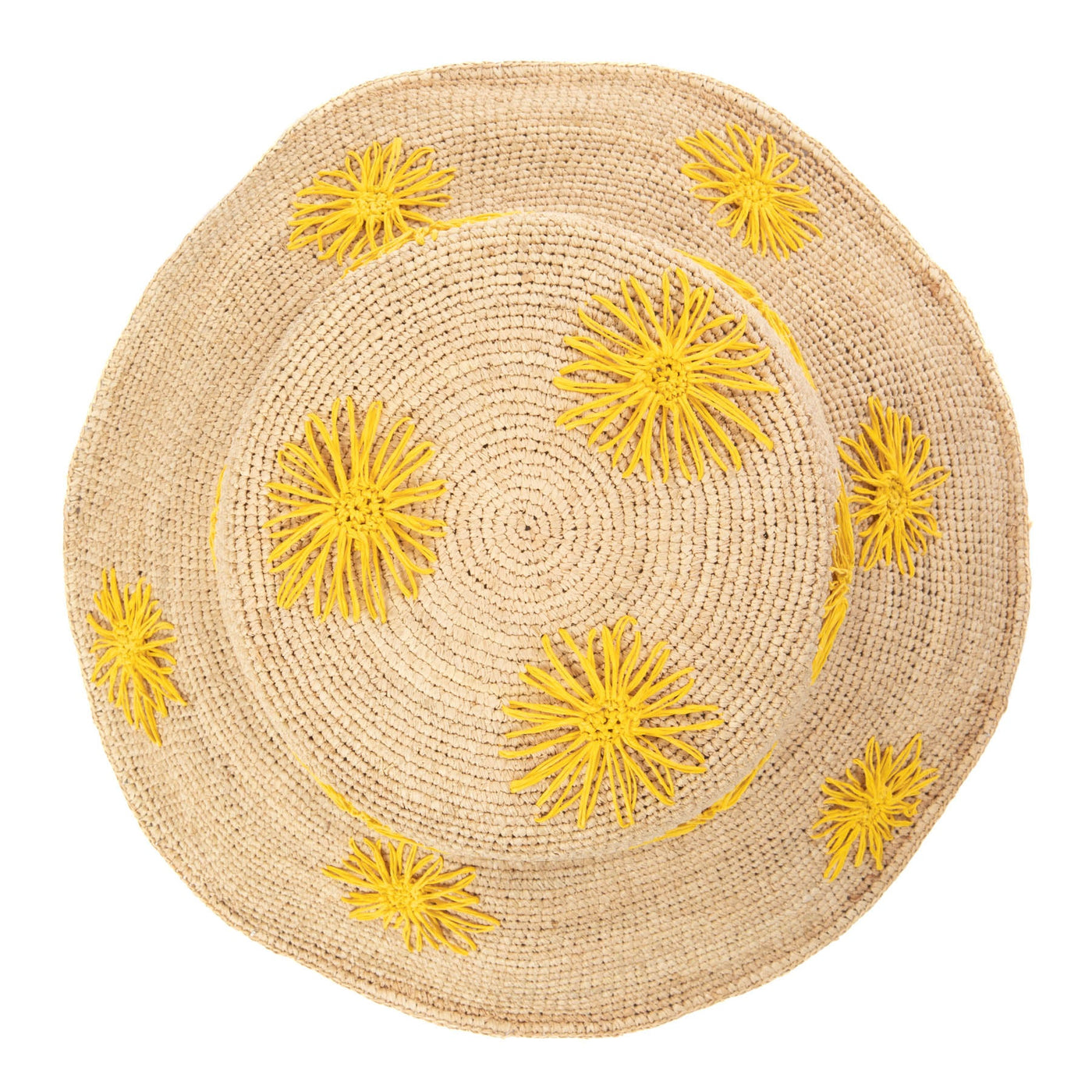 Sol - Crochet Raffia Bucket with Embroidered Flowers-BUCKET-San Diego Hat Company