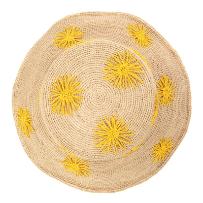 Sol - Crochet Raffia Bucket with Embroidered Flowers-BUCKET-San Diego Hat Company