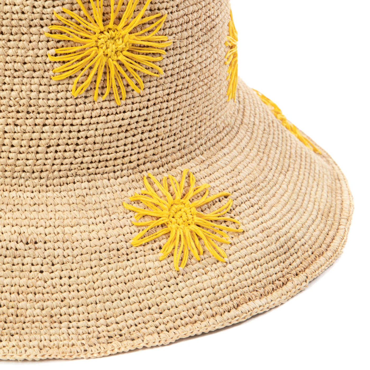 Sol - Crochet Raffia Bucket with Embroidered Flowers-BUCKET-San Diego Hat Company