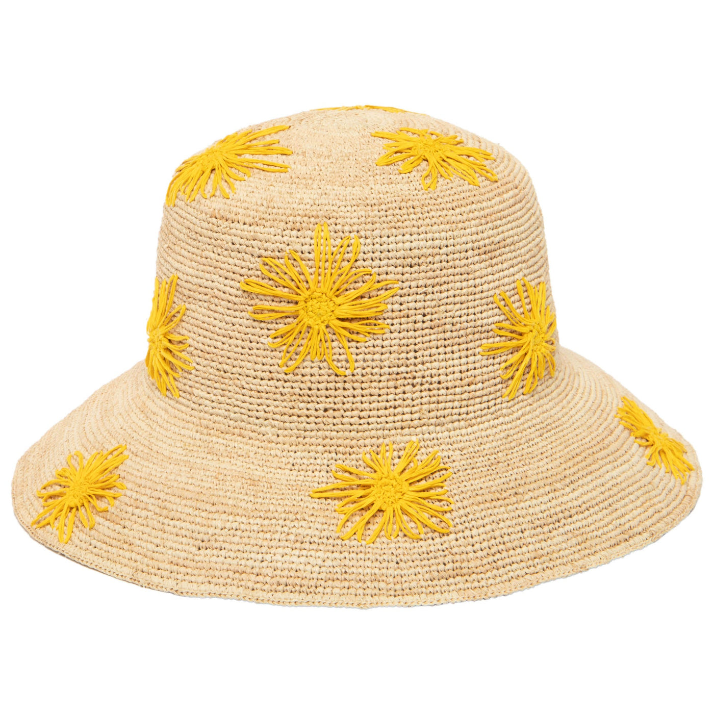 Sol - Crochet Raffia Bucket with Embroidered Flowers-BUCKET-San Diego Hat Company