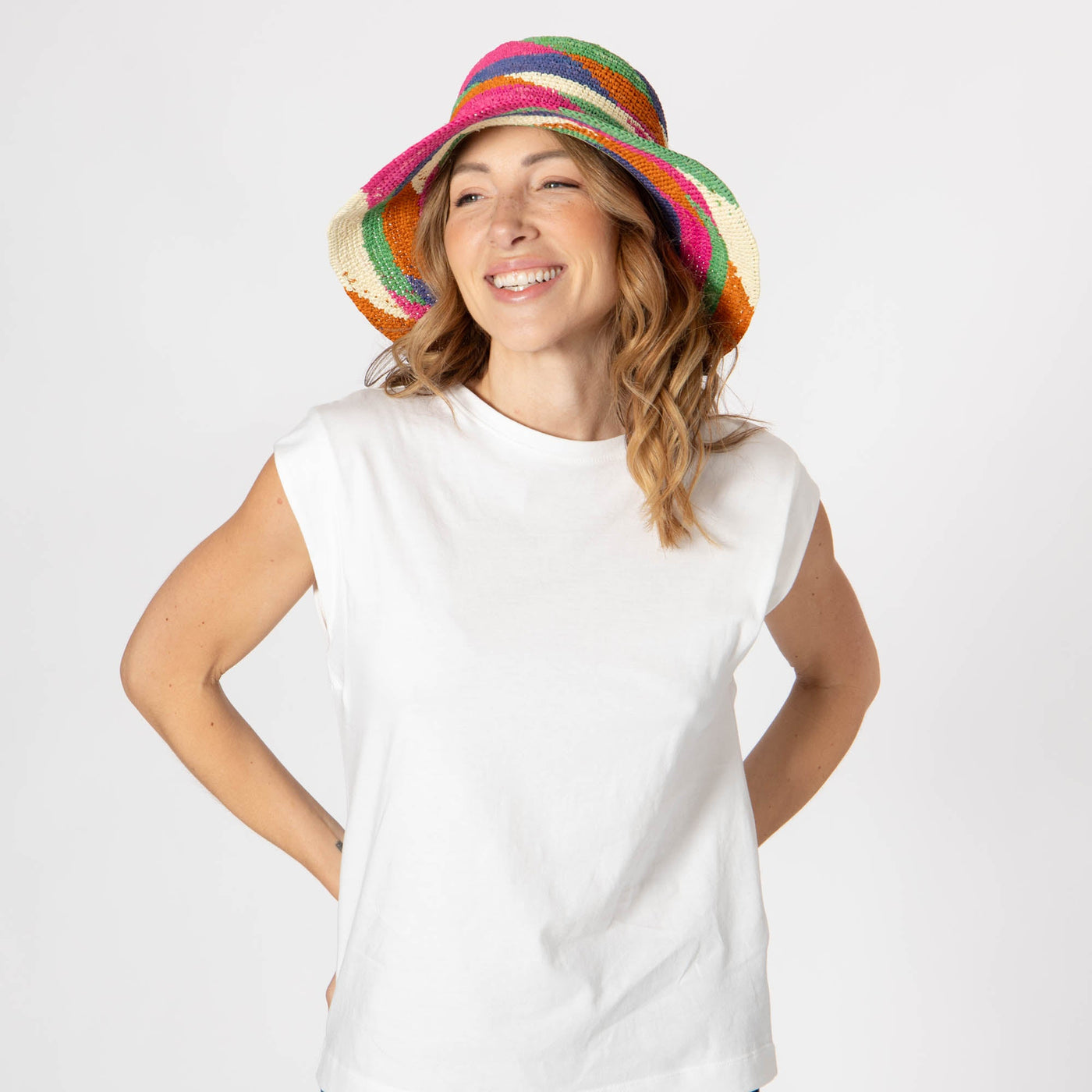 Lucia - Mixed Crochet Raffia Bucket Hat-BUCKET-San Diego Hat Company