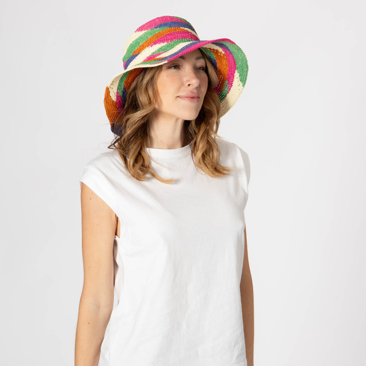 Lucia - Mixed Crochet Raffia Bucket Hat-BUCKET-San Diego Hat Company