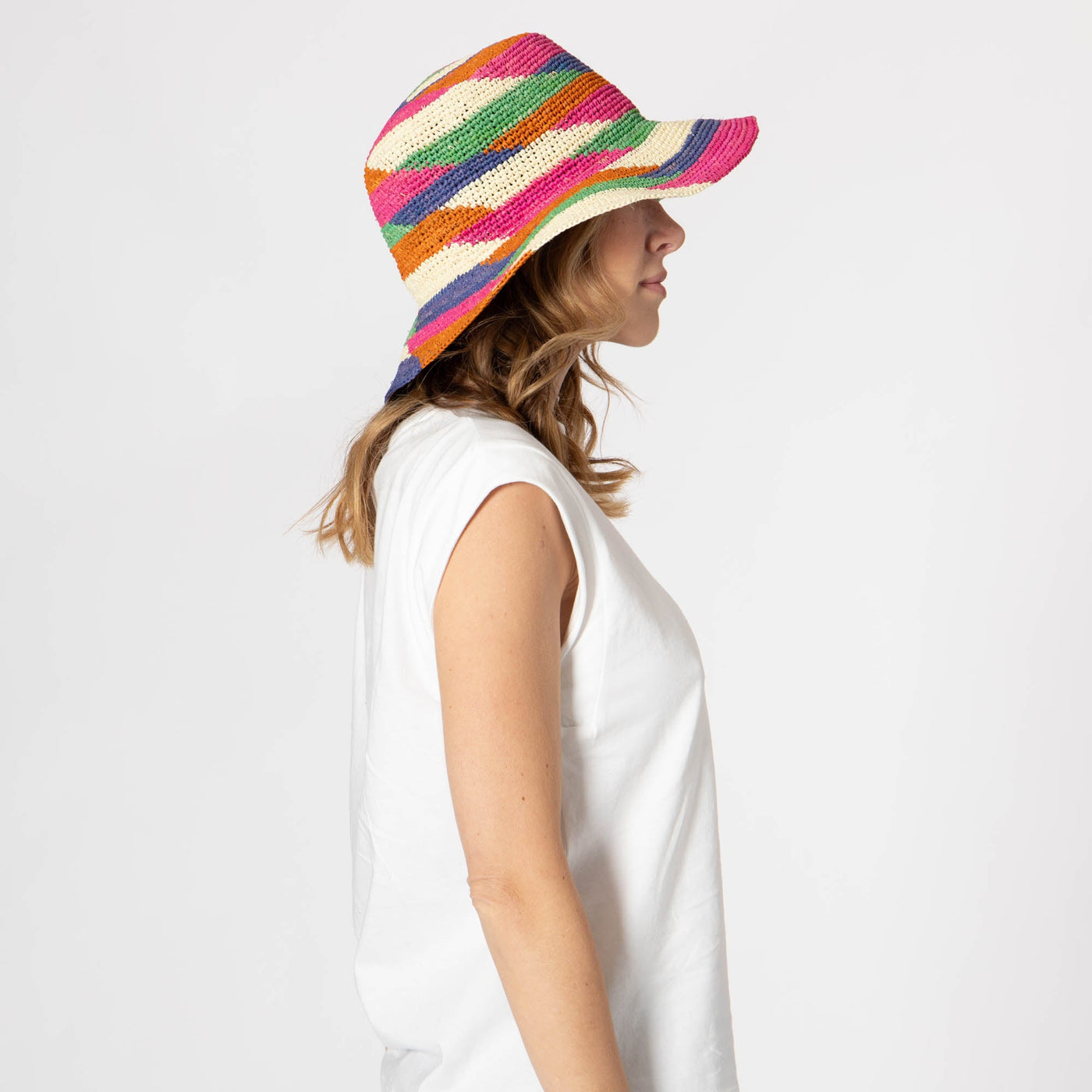 Lucia - Mixed Crochet Raffia Bucket Hat-BUCKET-San Diego Hat Company